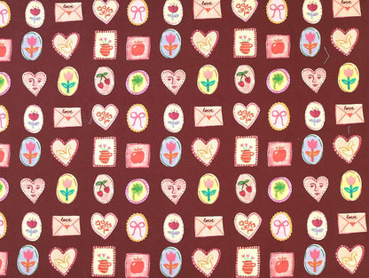 Love Letter Stretch Denim - Burgundy - Oeko - Tex 100 - Fabric Godmother - Simplifi Fabric