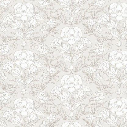 Magnolia Reverie - White/Grey - Gentle Whispers - Trisha Patel - Cloud 9 Fabrics - Poplin - Simplifi Fabric