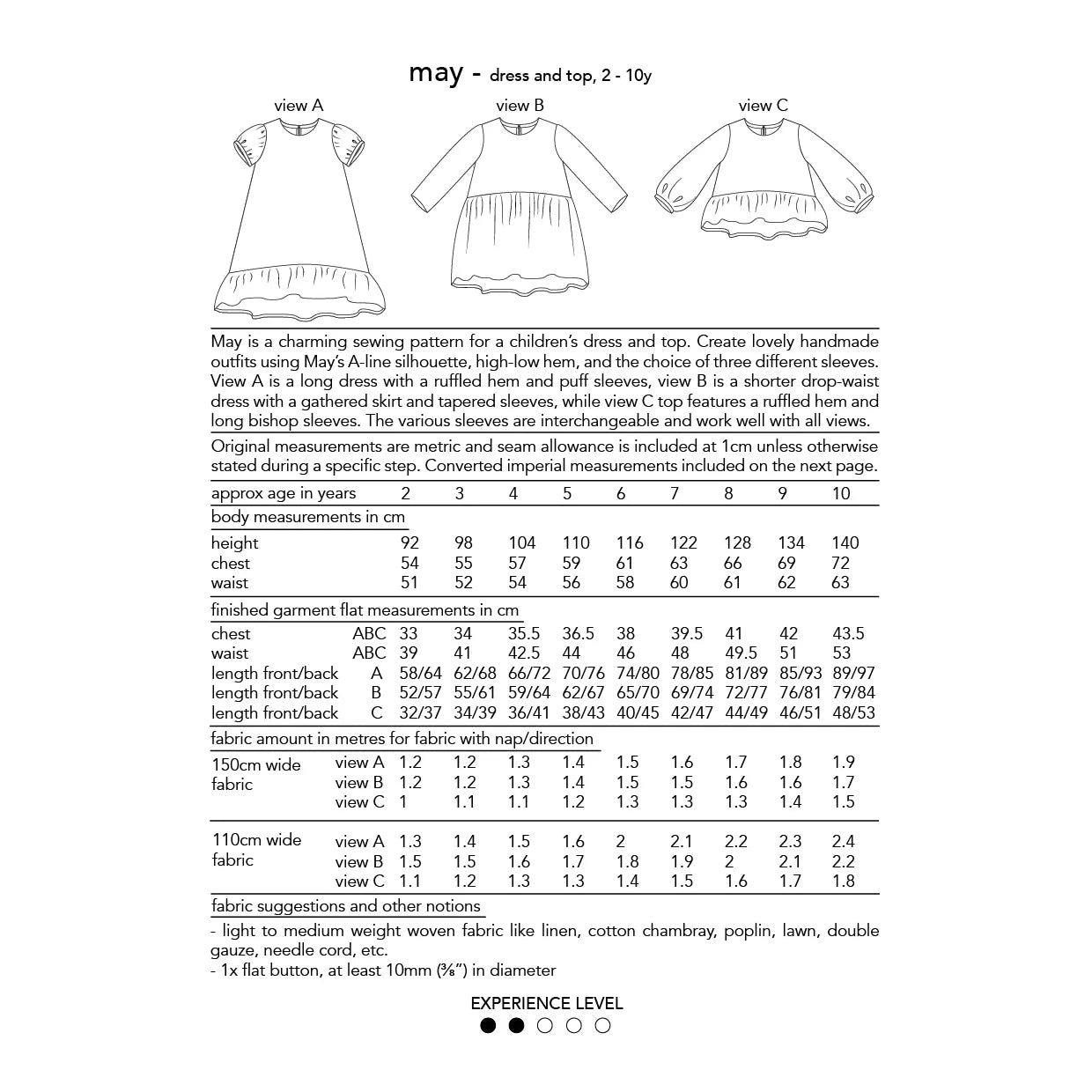May Dress and Top Sewing Pattern - Children's sizes 2-10 years - Dhurata Davies - Simplifi Fabric