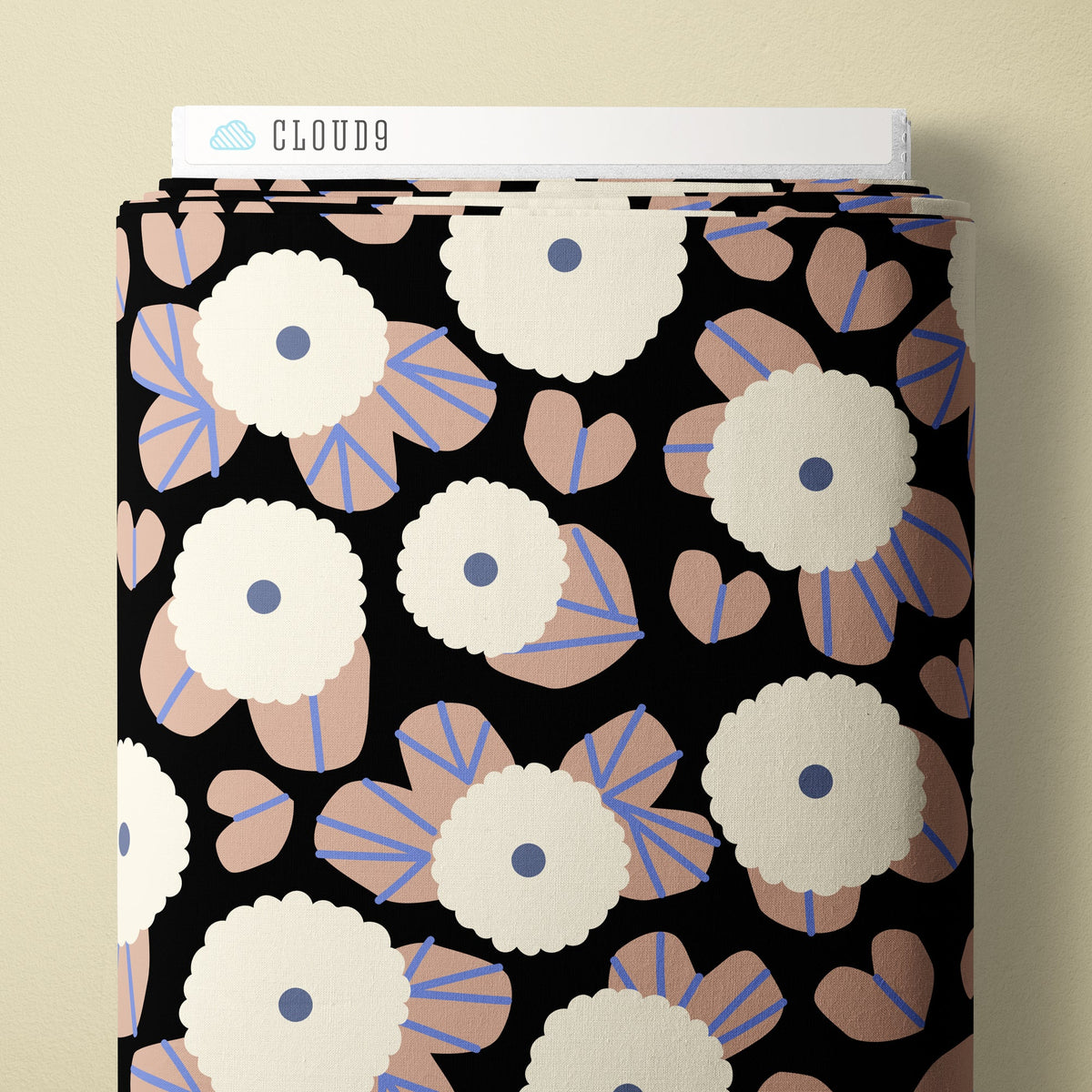 Moonflower Dusk - Black - Firefly Moon - Leah Duncan - Cloud 9 Fabrics - Poplin - Simplifi Fabric