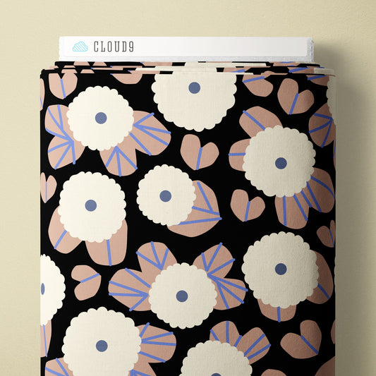 Moonflower Dusk - Black - Firefly Moon - Leah Duncan - Cloud 9 Fabrics - Poplin - Simplifi Fabric