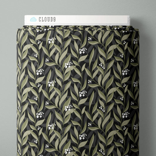 Nightvine - Ebony/Moss - Twilight Reverie - Lisee Ree Designs - Cloud 9 Fabrics - Poplin - Simplifi Fabric
