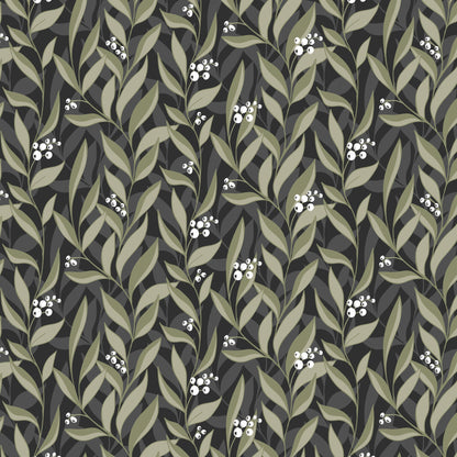Nightvine - Ebony/Moss - Twilight Reverie - Lisee Ree Designs - Cloud 9 Fabrics - Poplin - Simplifi Fabric
