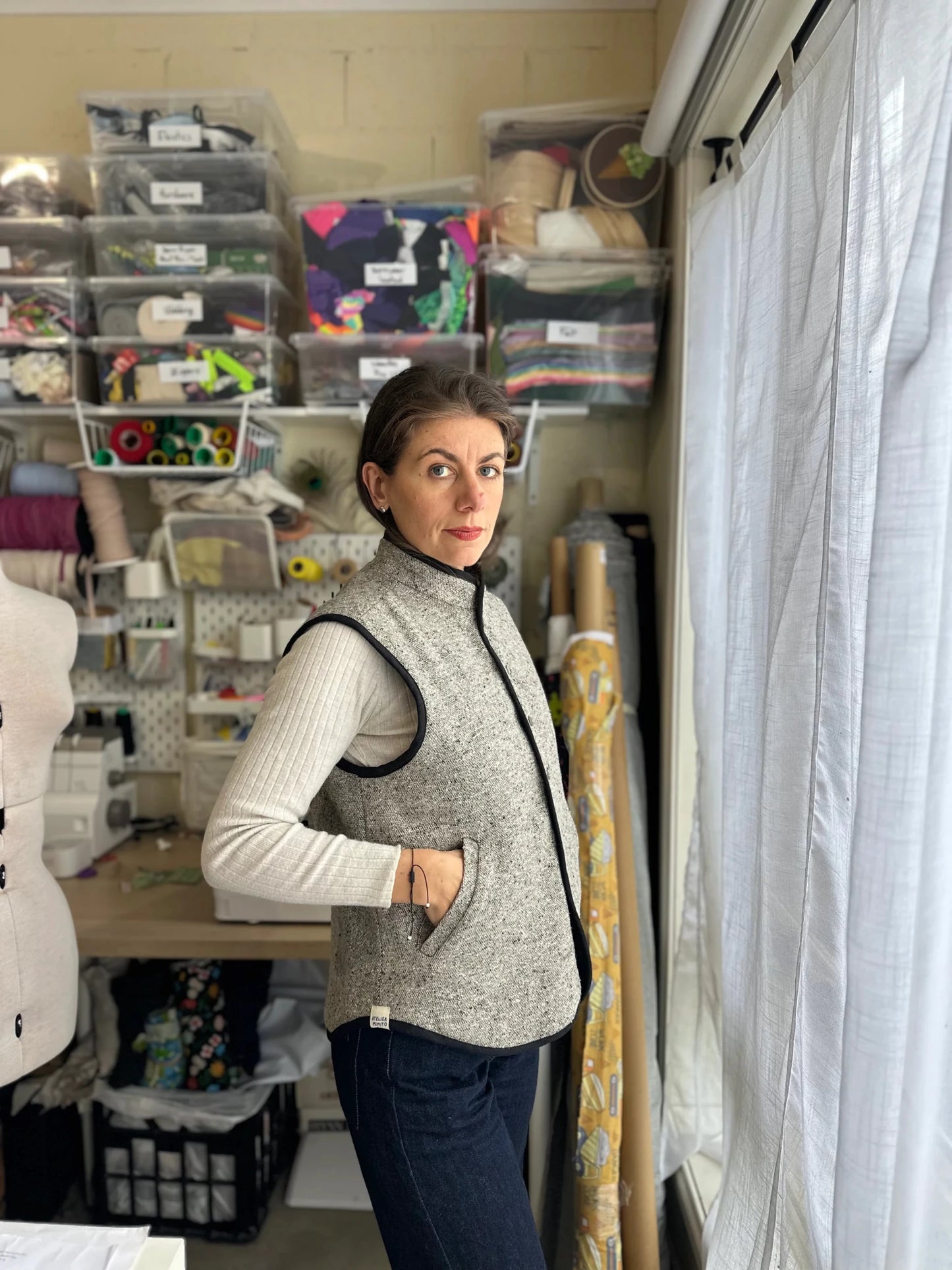 Nonni Vest Gender Neutral Adult PDF Sewing Pattern - Atelier Mimito - Simplifi Fabric