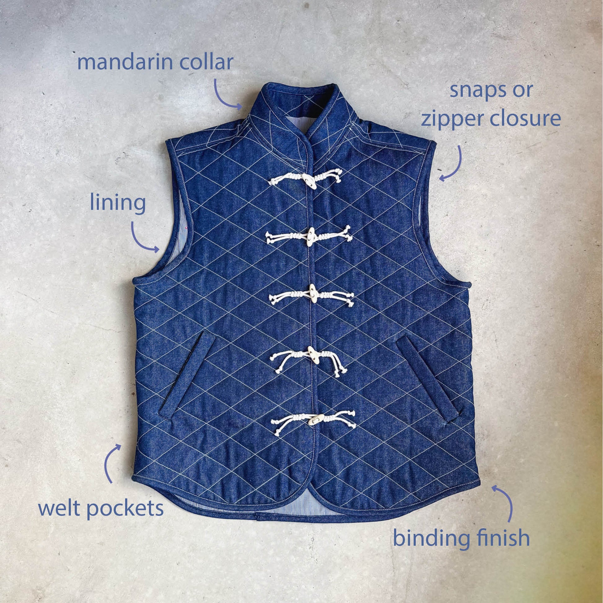 Nonni Vest Gender Neutral Adult PDF Sewing Pattern - Atelier Mimito - Simplifi Fabric