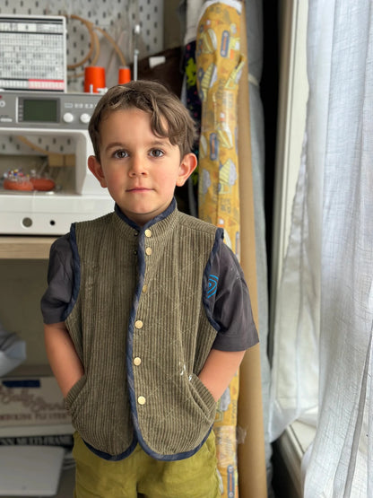 Nonni Vest Gender Neutral Kids (12mo - 12yrs) PDF Sewing Pattern - Atelier Mimito - Simplifi Fabric