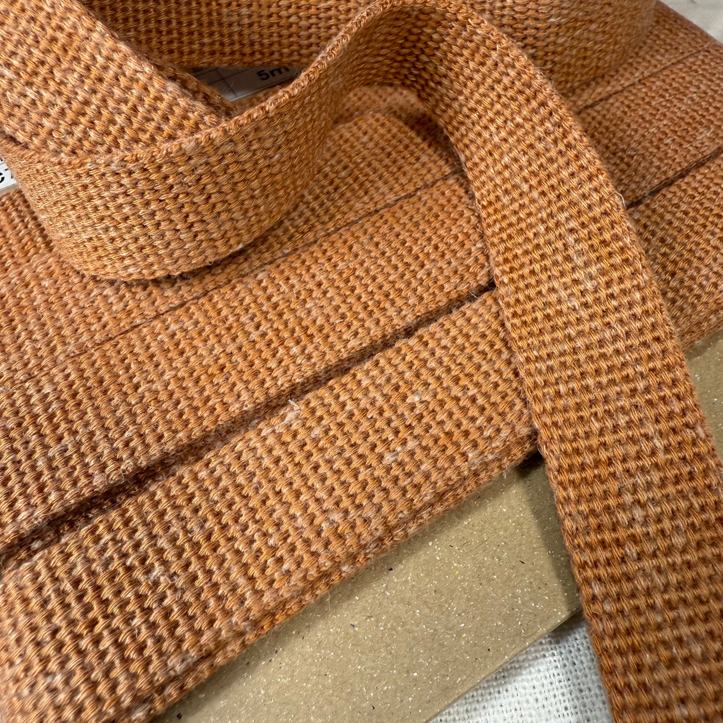 20mm Linen Blend Marble Webbing - Japanese Import - Orange (sold per meter)