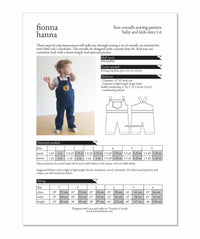 Lion Overalls Childrens Sewing Pattern - Fiona Hanna
