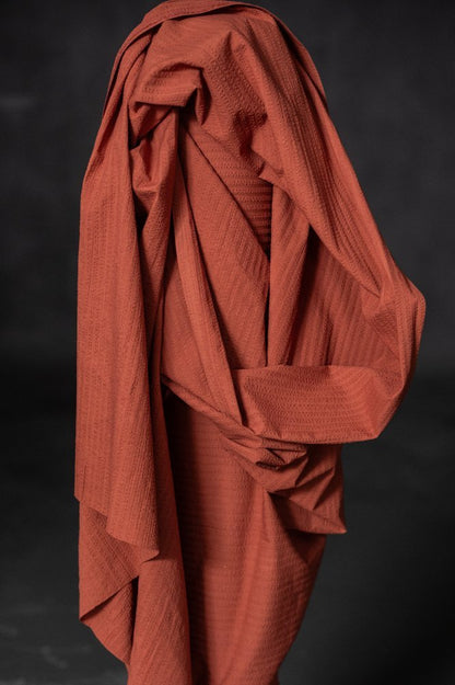 Pomegranate Seersucker Stripe Indian Organic Cotton - Merchant & Mills - Simplifi Fabric