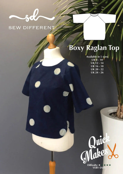 Quick Makes Boxy Raglan Top - Paper Sewing Pattern - Sew Different - Simplifi Fabric