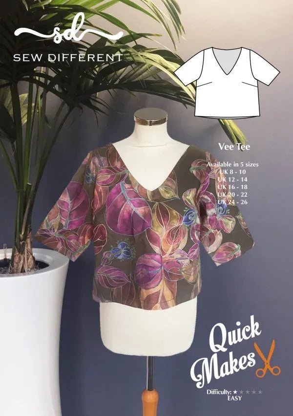 Quick Makes Vee Tee - Paper Sewing Pattern - Sew Different - Simplifi Fabric