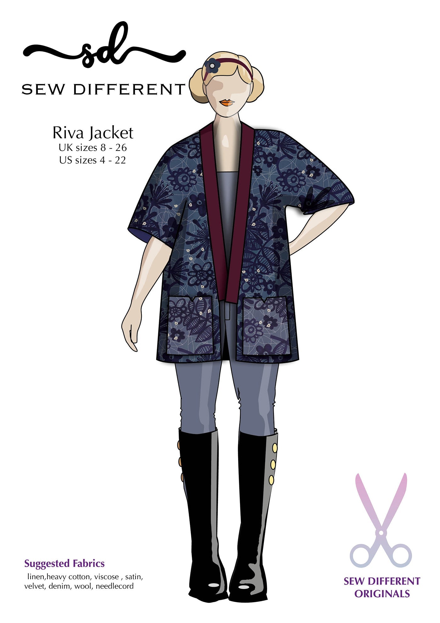 Riva Jacket - Paper Sewing Pattern - Sew Different - Simplifi Fabric