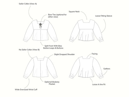 ROSAMUND Blouse PDF Sewing Pattern - Madswick - Simplifi Fabric