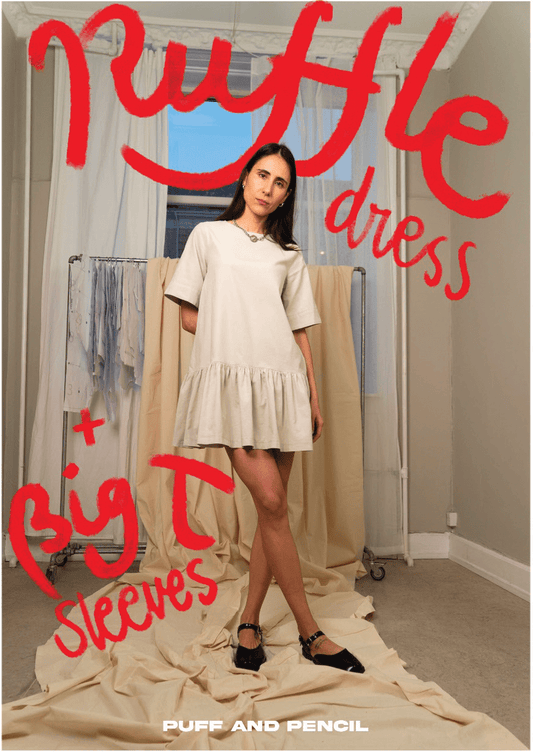 Ruffle Dress + Big T Sleeves - Paper Sewing Pattern - Puff And Pencil - Simplifi Fabric