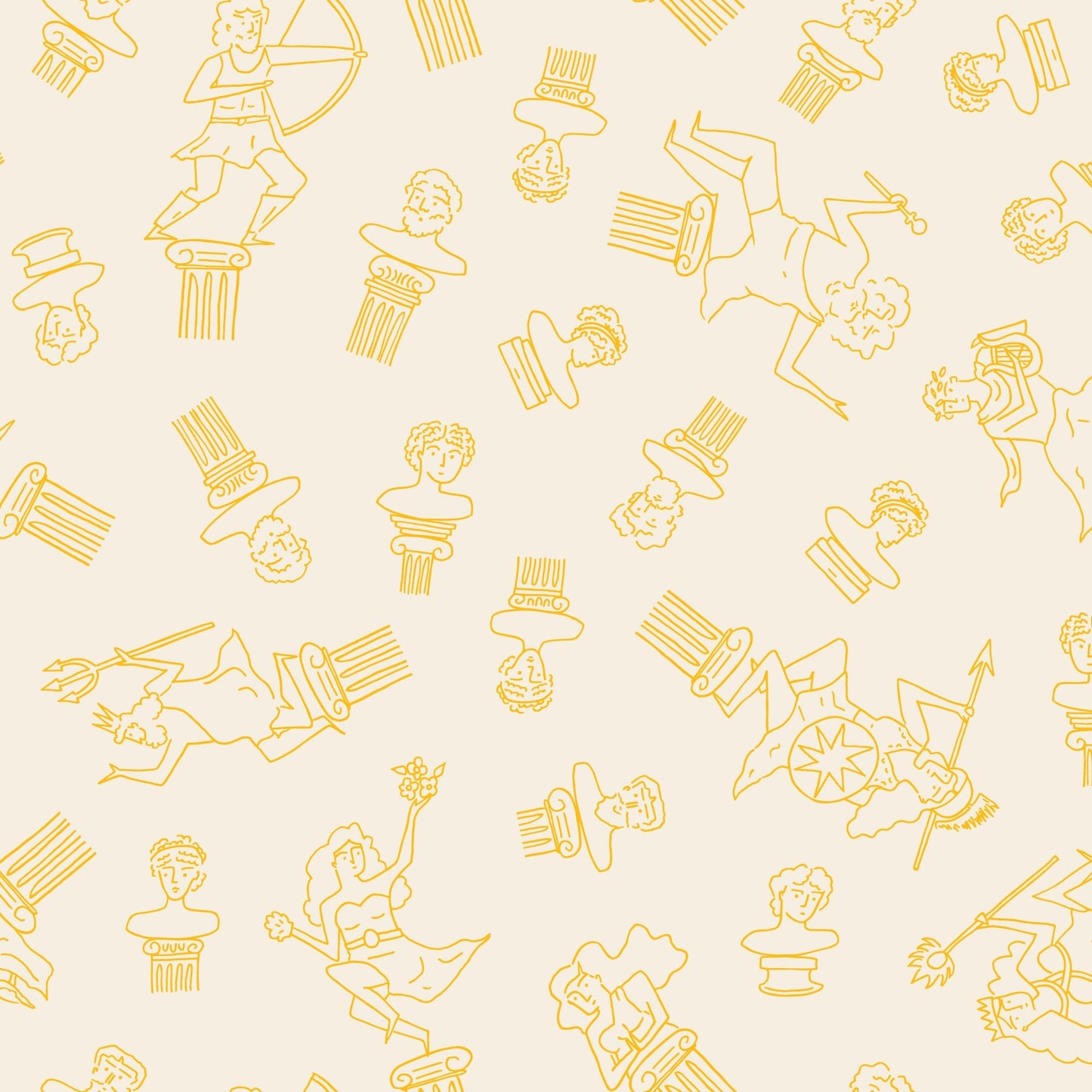Sculptures and Busts - Yellow - The Iliad - Aidi Riera - Cloud 9 Fabrics - Poplin - Simplifi Fabric