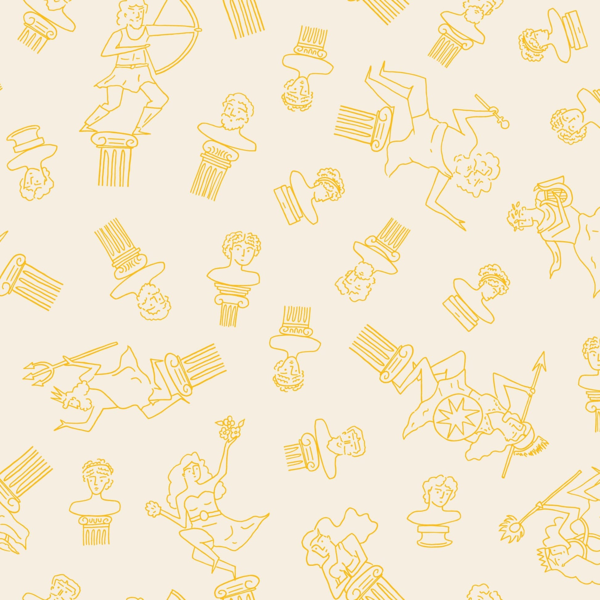 Sculptures and Busts - Yellow - The Iliad - Aidi Riera - Cloud 9 Fabrics - Poplin - Simplifi Fabric