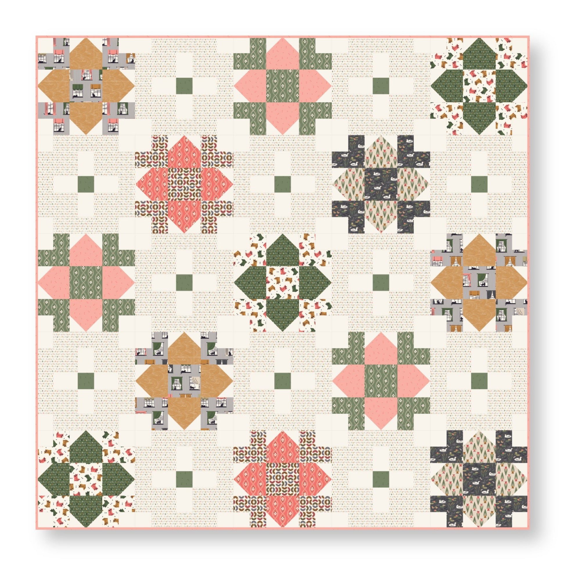 Spring Breeze - Gold Brown - Spring Showers - Ann Gardner - Cloud 9 Fabrics - Poplin - Simplifi Fabric