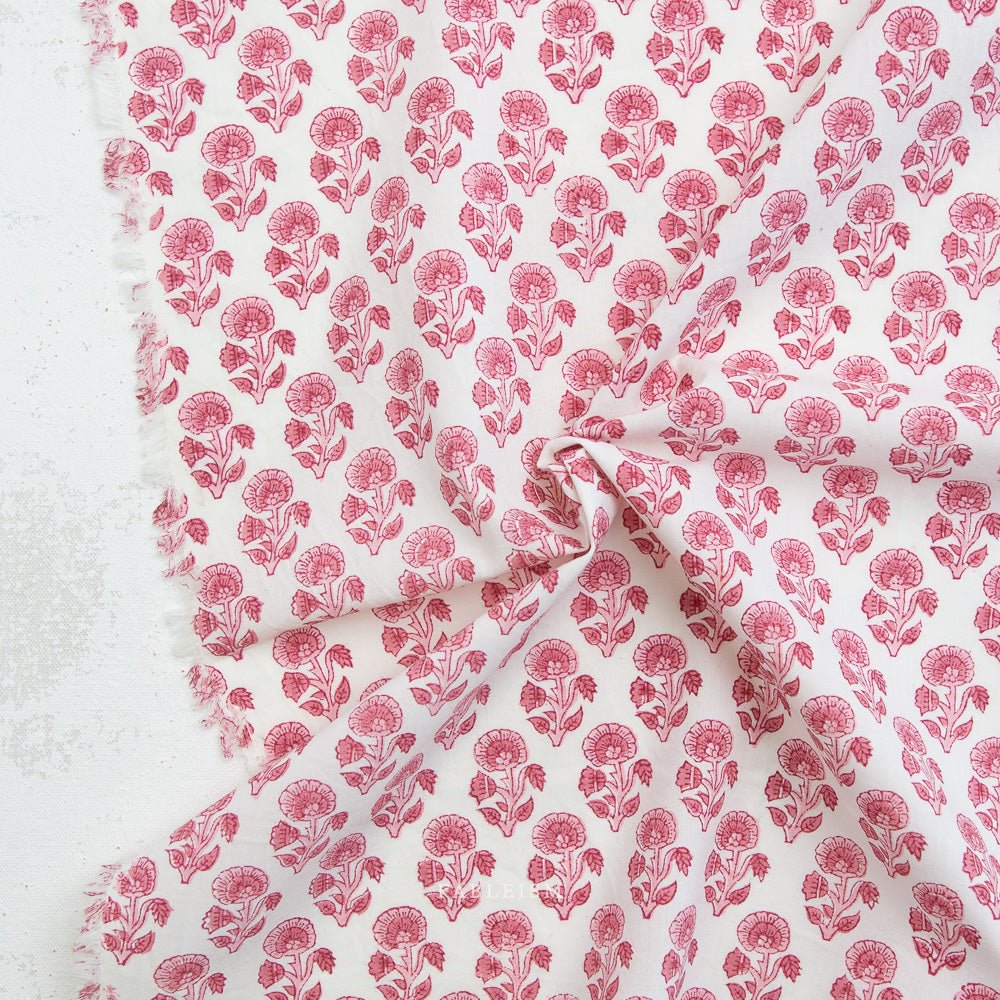 Stamp Floral - Pink - Indian Block Prints Cottage - Fableism Supply Co. - Simplifi Fabric