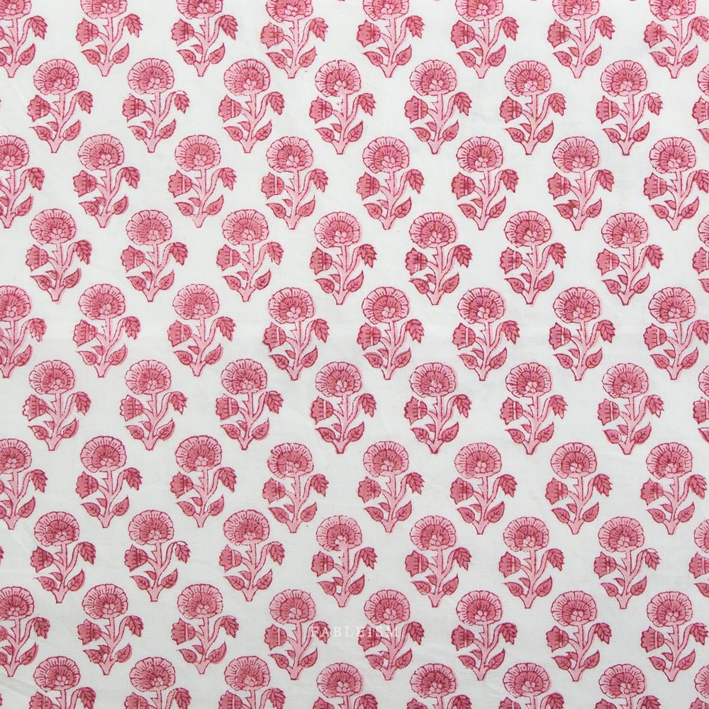 Stamp Floral - Pink - Indian Block Prints Cottage - Fableism Supply Co. - Simplifi Fabric