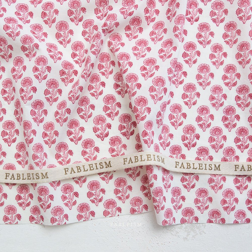 Stamp Floral - Pink - Indian Block Prints Cottage - Fableism Supply Co. - Simplifi Fabric