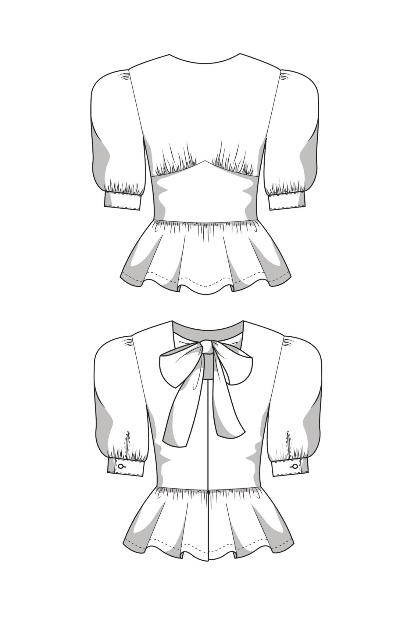 The Bella Peplum Blouse - Paper Sewing Pattern - Juliana Martejevs - Simplifi Fabric