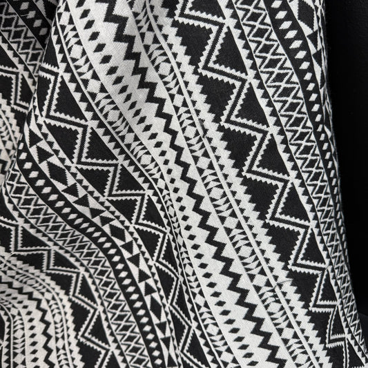 The Compass Weave Collection - Jacquard Tapestry - Black/Natural White - Simplifi Fabric