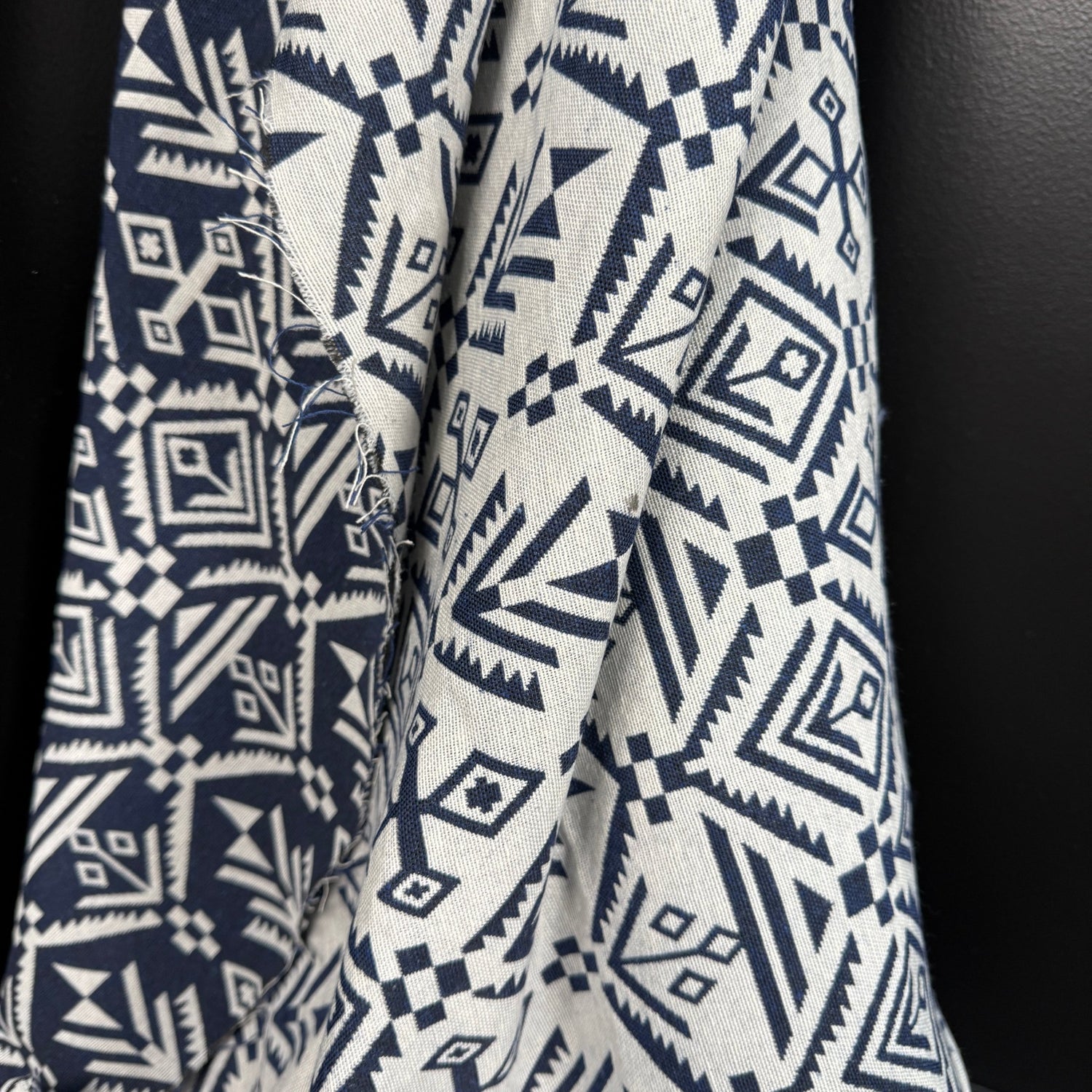 The Compass Weave - Jacquard Tapestry - Navy/Natural White - Simplifi Fabric