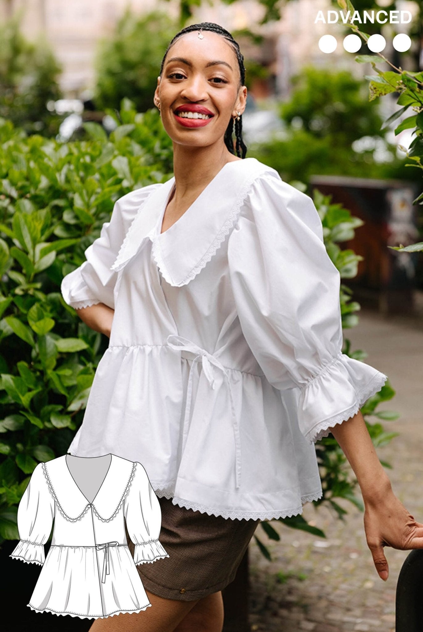 The Daphne Wrap Blouse - Paper Sewing Pattern - Juliana Martejevs - Simplifi Fabric