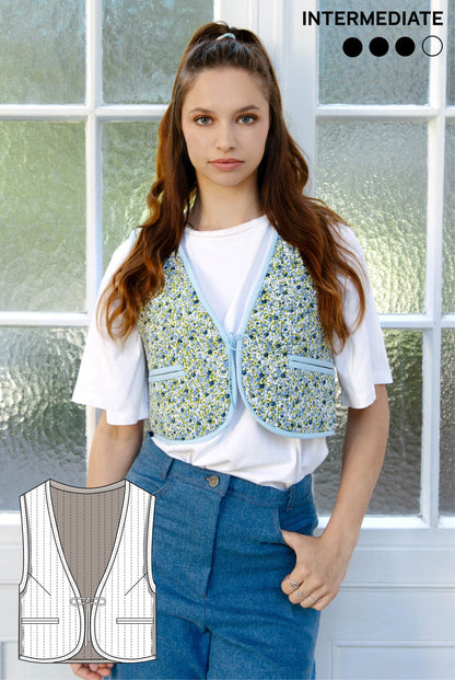 The Emily Reversible Quilted Vest - Paper Sewing Pattern - Juliana Martejevs - Simplifi Fabric