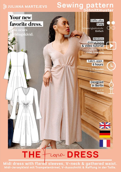 The Fiona Jersey Midi Dress - Paper Sewing Pattern - Juliana Martejevs - Simplifi Fabric
