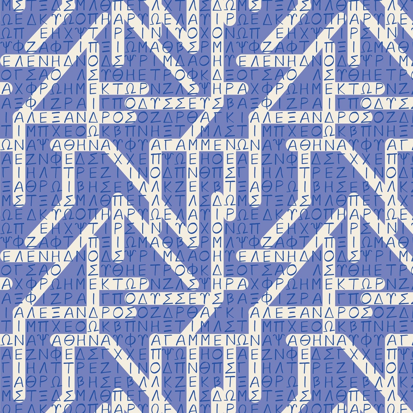 The Iliad Word Search - Blue - The Iliad - Aidi Riera - Cloud 9 Fabrics - Poplin - Simplifi Fabric