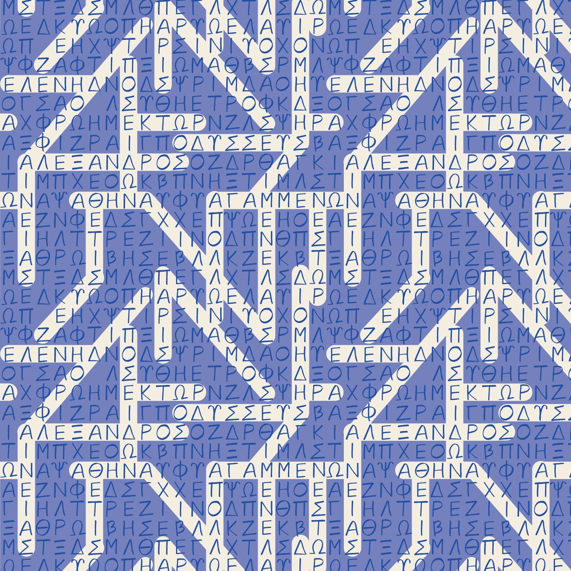 The Iliad Word Search - Blue - The Iliad - Aidi Riera - Cloud 9 Fabrics - Poplin - Simplifi Fabric