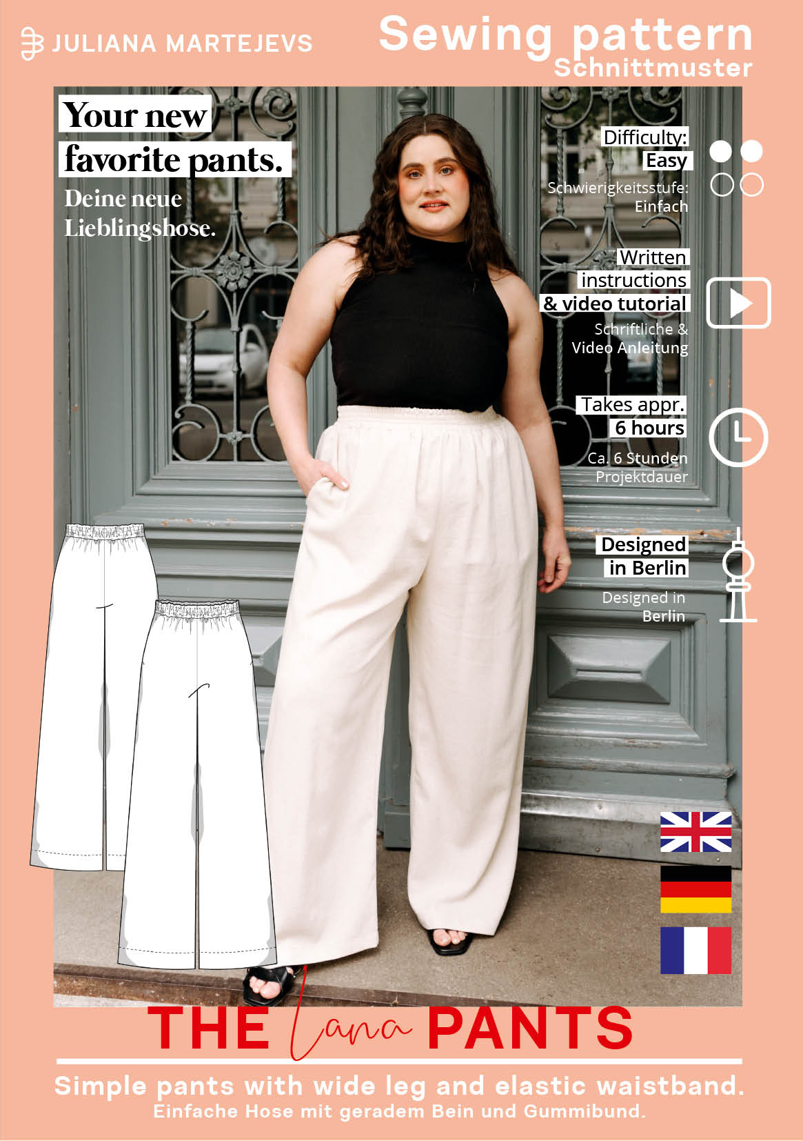 The Lana Palazzo Pants - Paper Sewing Pattern - Juliana Martejevs - Simplifi Fabric