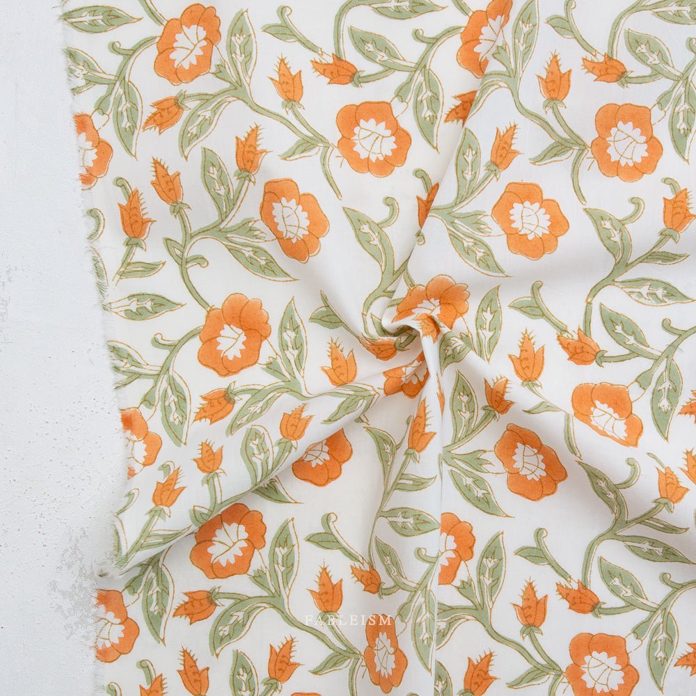 Trumpet Vines - Sage - Indian Block Prints Cottage - Fableism Supply Co. - Simplifi Fabric