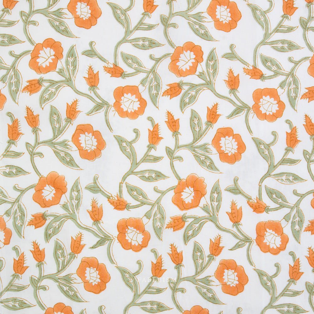 Trumpet Vines - Sage - Indian Block Prints Cottage - Fableism Supply Co. - Simplifi Fabric