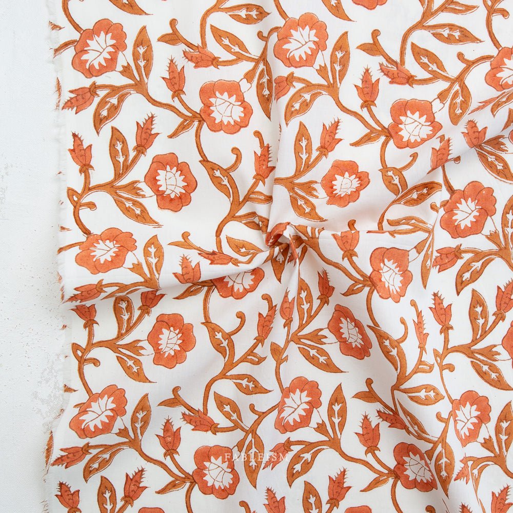 Trumpet Vines - Sienna - Indian Block Prints Cottage - Fableism Supply Co. - Simplifi Fabric