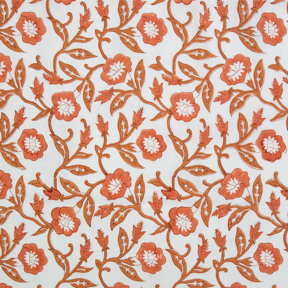 Trumpet Vines - Sienna - Indian Block Prints Cottage - Fableism Supply Co. - Simplifi Fabric