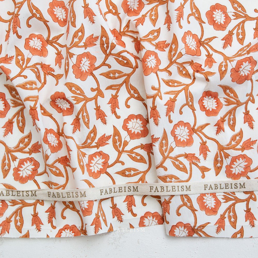 Trumpet Vines - Sienna - Indian Block Prints Cottage - Fableism Supply Co. - Simplifi Fabric