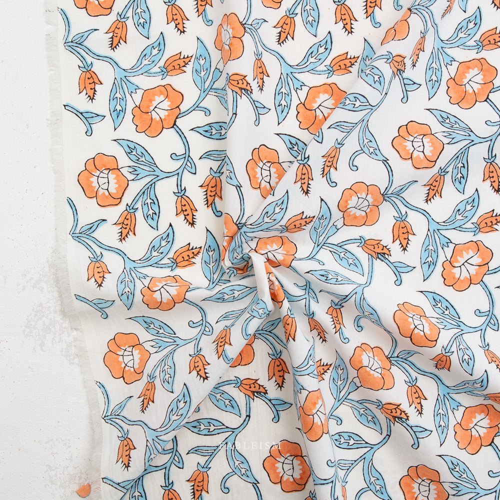 Trumpet Vines - Winter - Indian Block Prints Cottage - Fableism Supply Co. - Simplifi Fabric