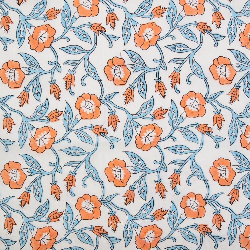 Trumpet Vines - Winter - Indian Block Prints Cottage - Fableism Supply Co. - Simplifi Fabric