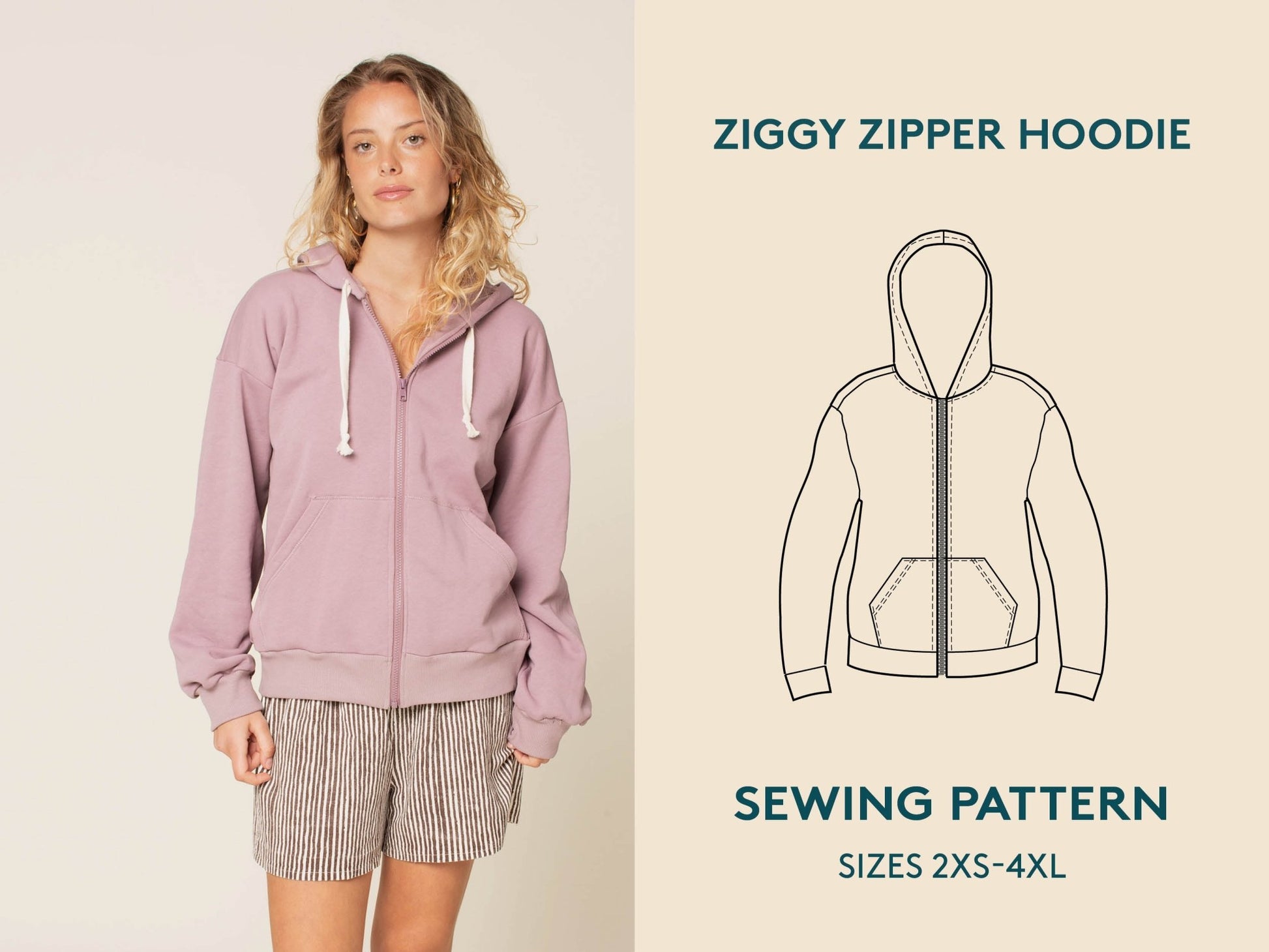 Ziggy Zipper Hoodie Mens Paper Pattern Wardrobe by Me – Simplifi