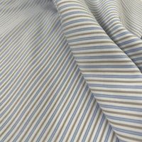 Yarn Dyed Washed Striped Organic Cotton Shirting - Oeko-Tex® - Japanese Import - Blue/Grey/White Stripe
