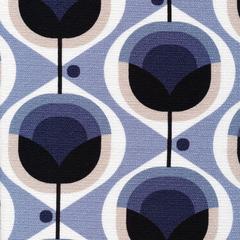 Geo Flower - Blue - Modern Retro by Tina Vey - Cloud 9 Fabrics - Barkcloth