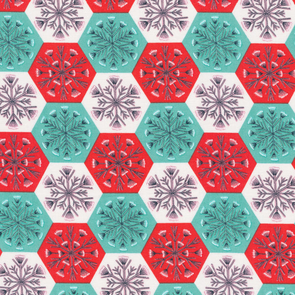Patchwork Snowflakes - Winter Wonderland - Helen Bowler - Cloud 9 Fabrics - Poplin