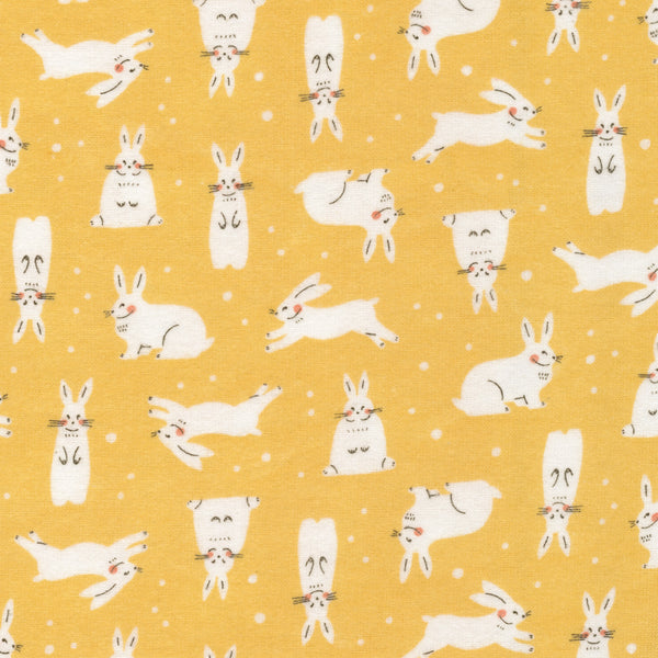 Snowhares - Gold - Winter Forest by Lemonni - Cloud 9 Fabrics - Flannel