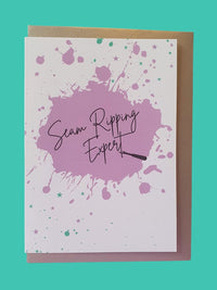 "SEAM RIPPING EXPERT" Sewing Themed Greeting Card - Sew Anonymous