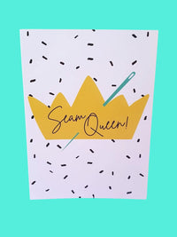 "SEAM QUEEN" Sewing Themed Greeting Card - Sew Anonymous