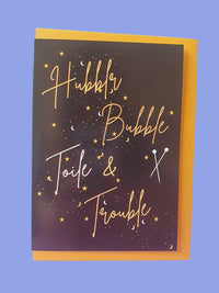 "HUBBLE, BUBBLE, TOILE and TROUBLE" Sewing Themed Greeting Card - Sew Anonymous
