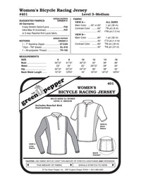 Women’s Bicycle Racing Jersey Pattern - 401 - The Green Pepper Patterns