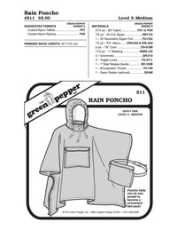 Adult’s Rain Poncho Pattern - 511 - The Green Pepper Patterns